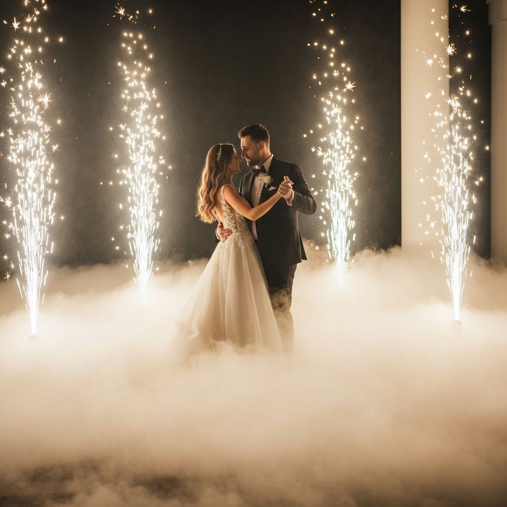 Cold sparks with low fog effect Hull wedding